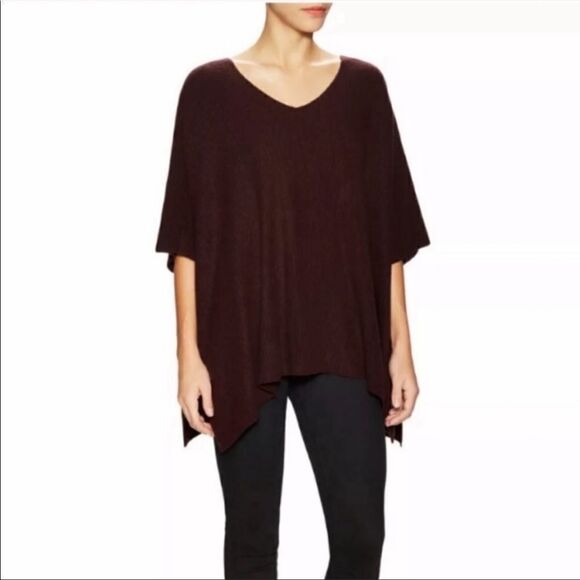 Vince Cashmere Poncho Sweater Burgundy M/L - Picture 3 of 8
